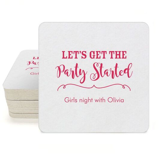 Let's Get the Party Started Square Coasters